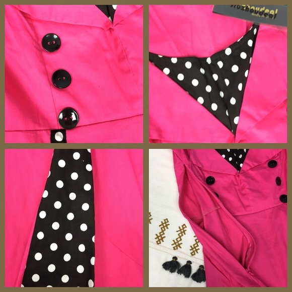 NWT! 1950s PinUp Girl Polkadot Pleated Swing M - Picture 8 of 8